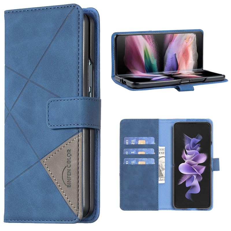 Étui bleu Galaxy Z Fold 6 portefeuille en cuir pour vos déplacements urbains