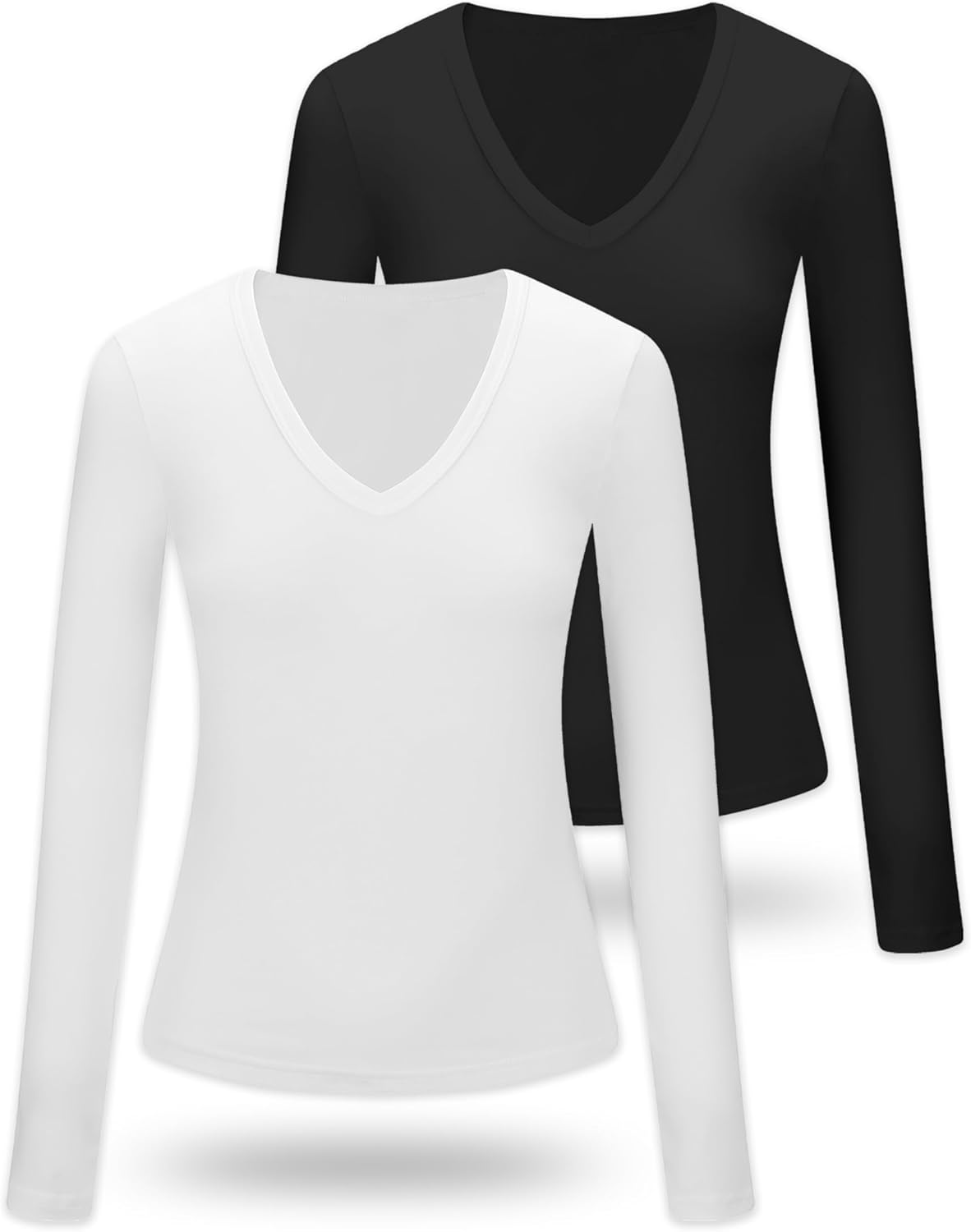 Women's Multi-Pack Knit Long Sleeve T-Shirt, Slim Fit Tops, Athletic & Casual - Image 5