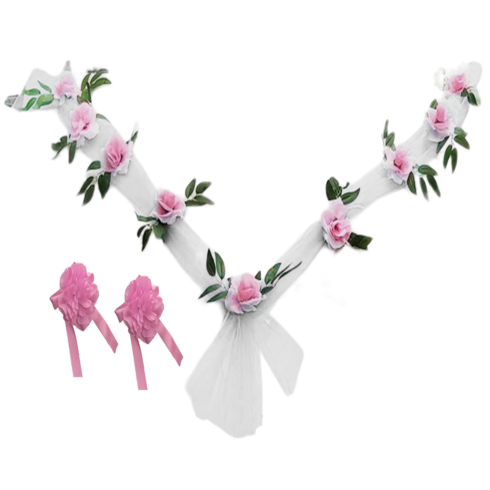 Guirnalda De Rosas Para Coche De Boda - Decoración Nupcial Con Ventosas, Resistente Al Viento Y Agua