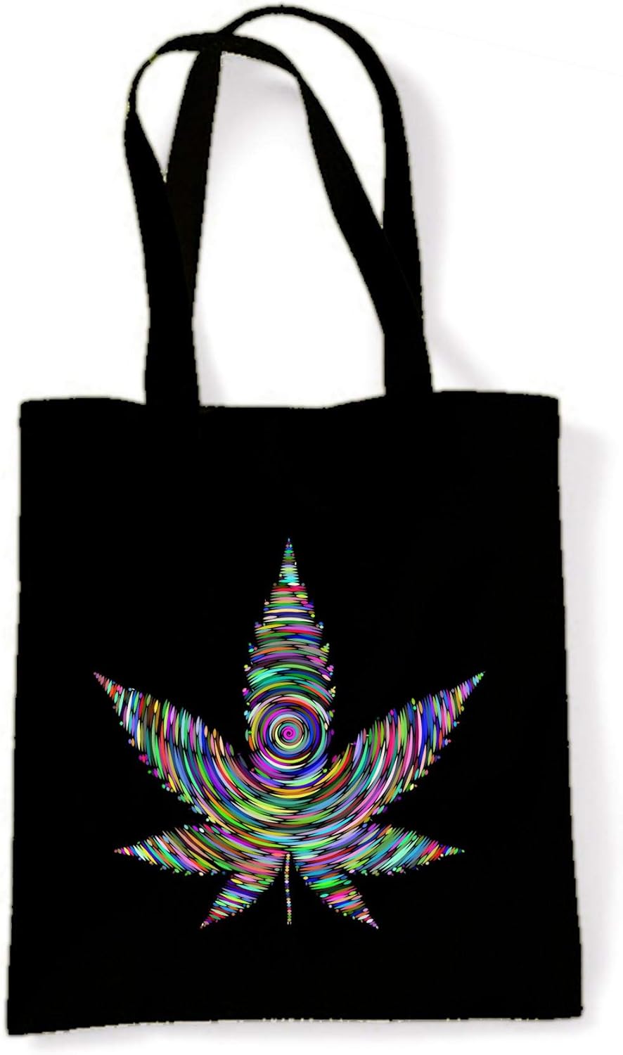 Marijuana Cannabis Leaf Trippy Tote Shoulder Shopping Bag (Black