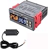 STC-3028 Temperature Controller 12V Temperature and Humidity Controller Meter with Integrated Sensor Dual Digital Display Thermometer Hygrometer Incubator Controller