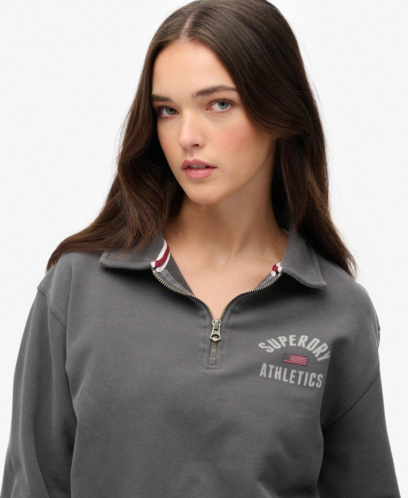 Superdry Athletic Collared sweter damski z zamkiem błyskawicznym antracyt 44