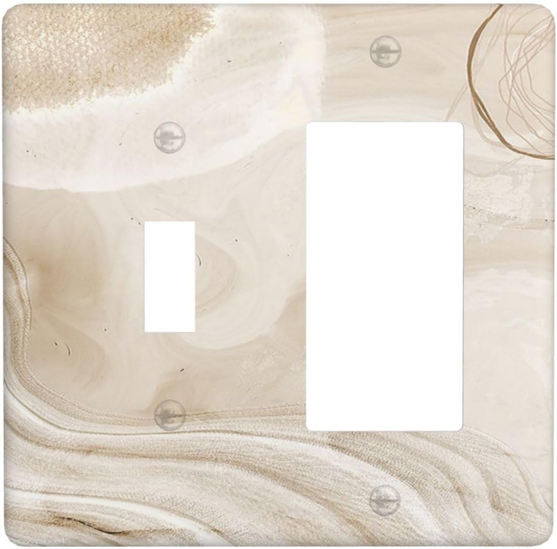 Outlet Covers Beige Abstract Art Texture 1 Toggle 1 Rocker Combo Light Switch Cover Plate Decorative Switch Plate Covers Electrical Wall Plate for Bedroom Cabin Decor