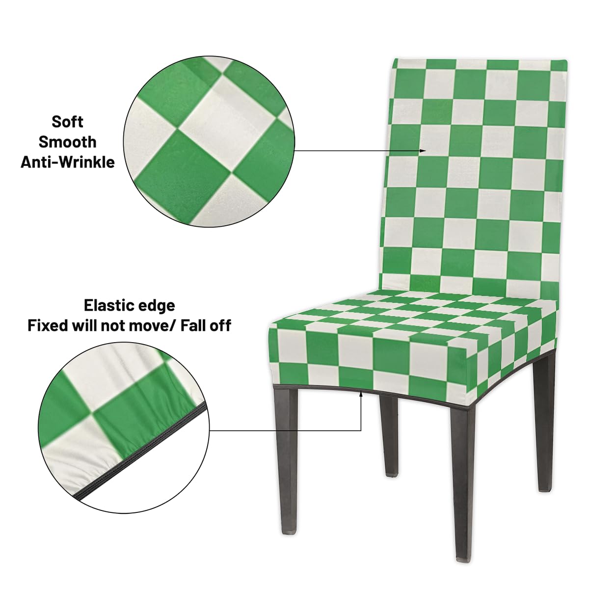 Mexpekil Set di 4 coprisedie elasticizzati per sedie da pranzo, lavabili, per cucina, matrimoni, feste, colore: verde e bianco