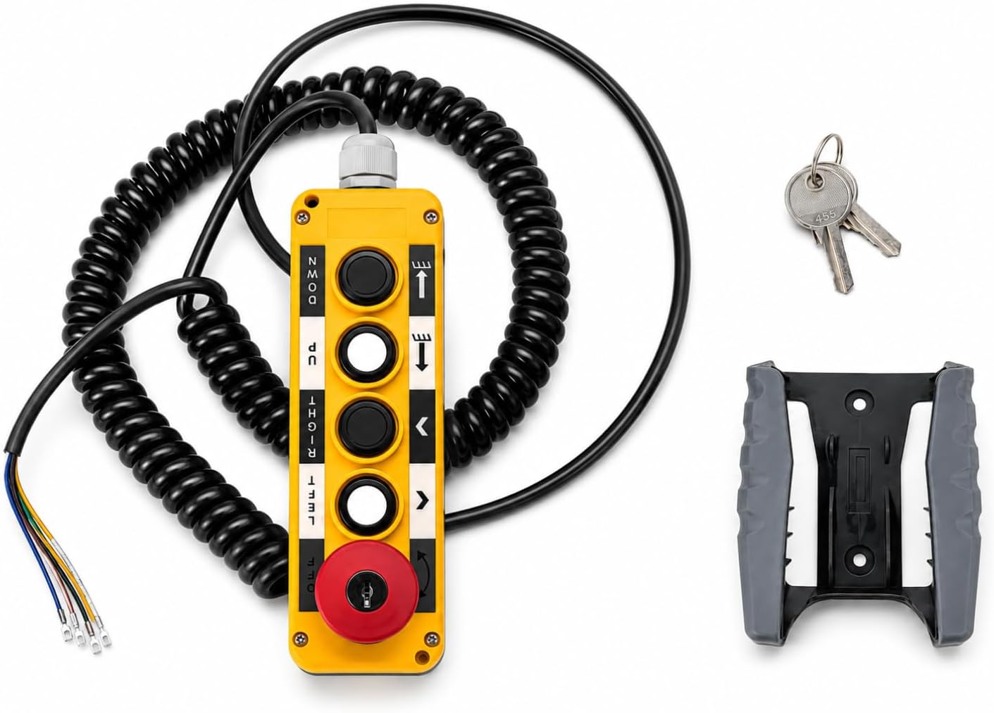 5 Button Button Pushbutton Switches with Box Holder 15in Wire | Waterproof Industrial Rotary Electric Hoist Crane Cable Up Down Driving Push Button Switch Control