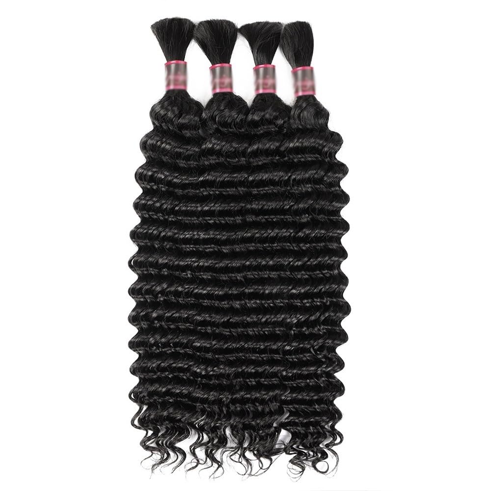 Splatanie włosów Włosy w dużych ilościach Głębokie fale do zaplatania 1 3 wiązki Brazylijskie włosy Remy Bez osnowy Przedłużanie włosów Kobieta(28inches)