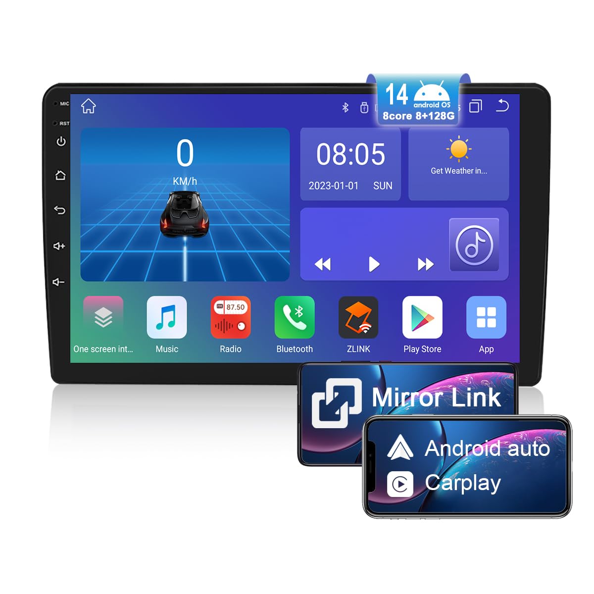 Écran tactile Android 14 fluide 8+128Go pour Buick Enclave et Silverado - 8