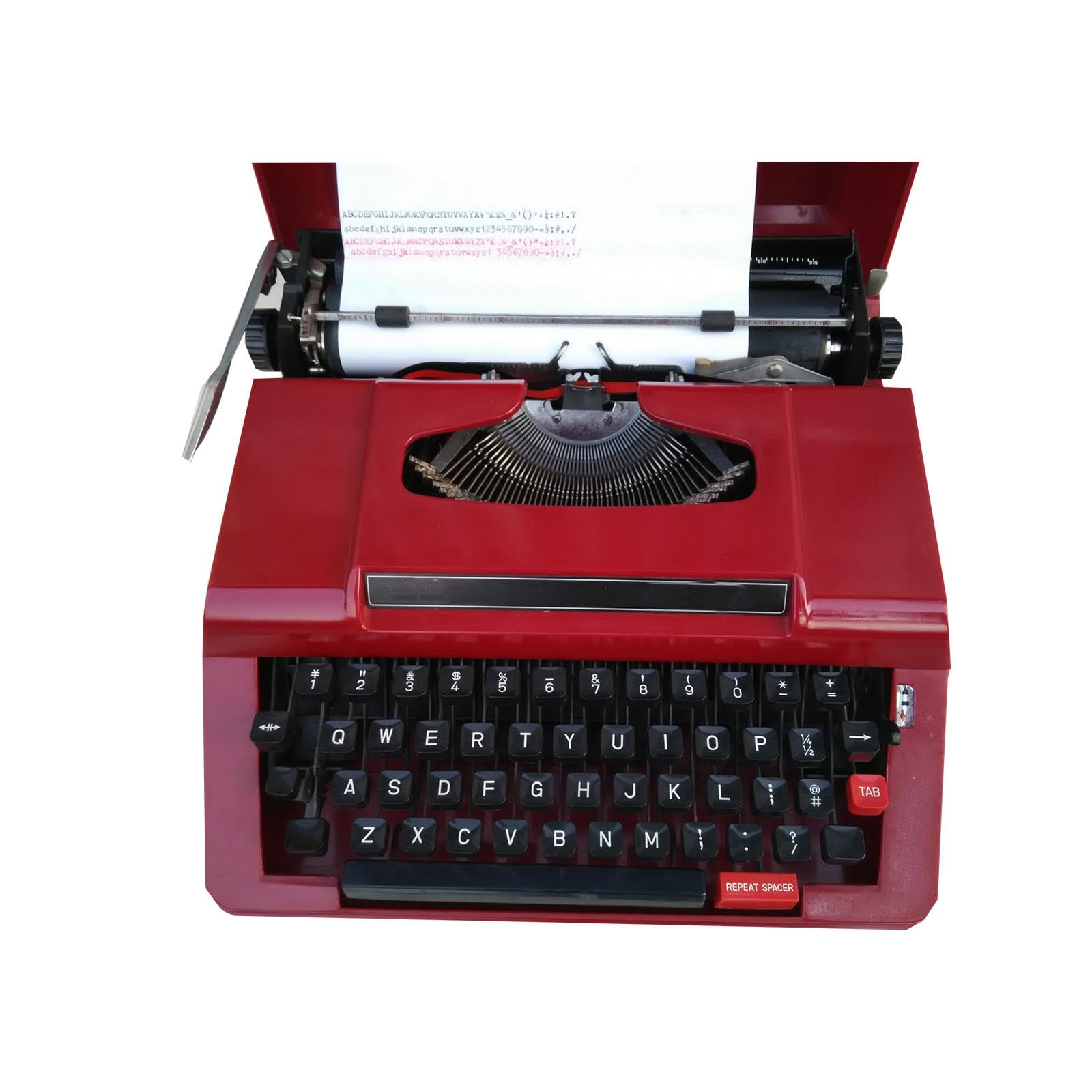 Classic Manual Typewriter,Red Traditional Portable Vintage Typewriter,Old Retro Typewriterfor Writing,Letters and Vintage Collectible Present