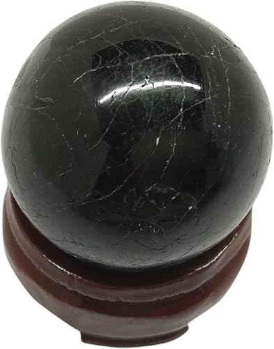 WholesaleGemShop Esfera de turmalina negra de 30 a 1.378 in de piedra preciosa de cristal curativo Reiki Bienestar Vaastu suerte protectora energía