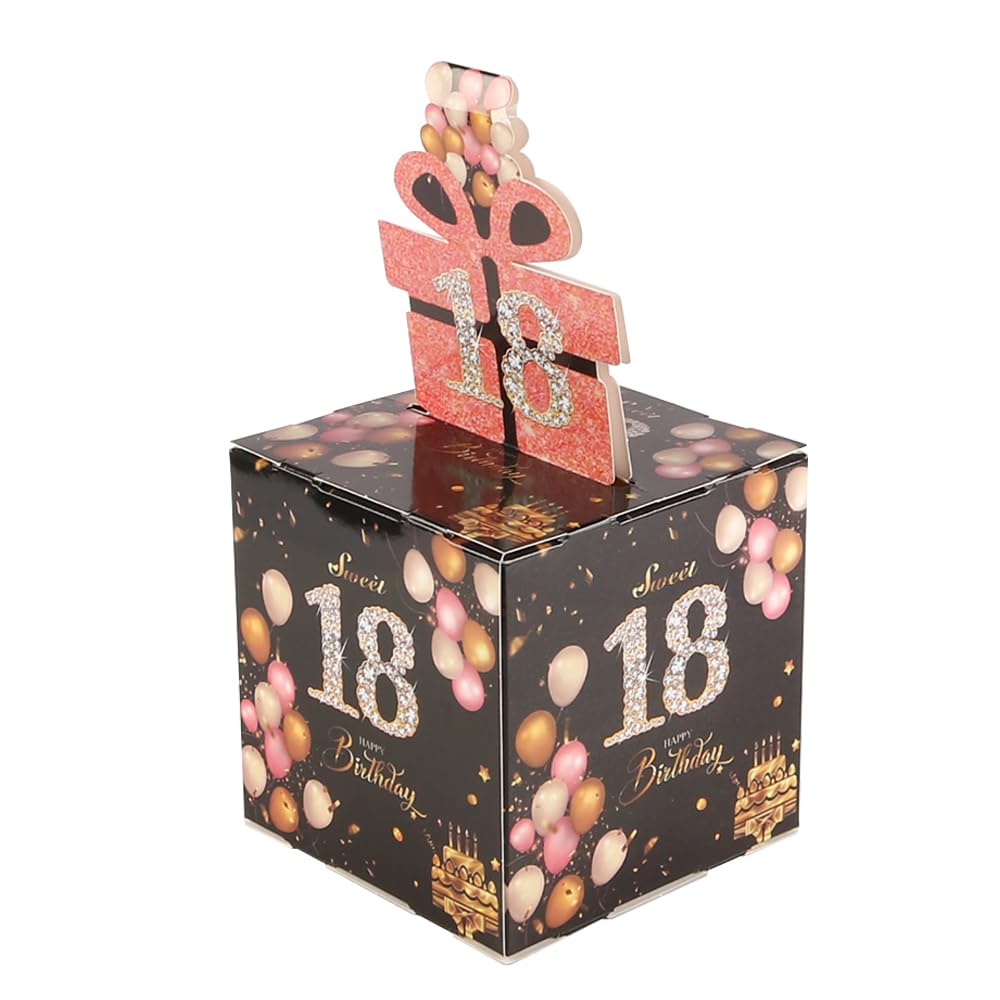 Muiltvoe Surprise Birthday Money Gift Box For 18th Birthday Girls, DIY Cash Presentation Box With Pull Out Card And Cash Sleeves