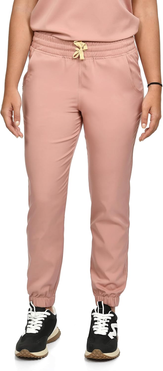 CINQO Women’s Jogger Scrub Pants – Mid-Rise Waist, 4-Way Stretch, 4 Pockets, Modern Fit