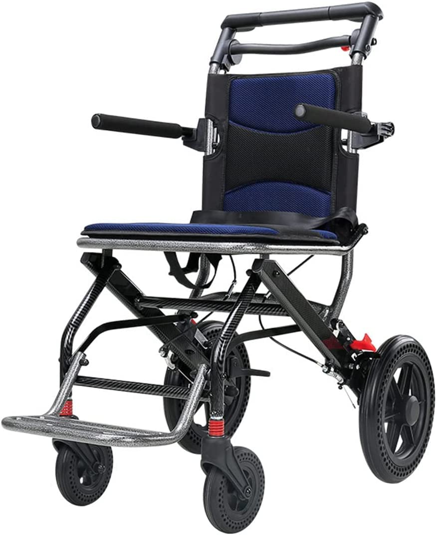 Sedia a rotelle pieghevole in alluminio leggero – Sedia a rotelle da viaggio per anziani e disabili – ultra leggera per anziani e scooter domestici