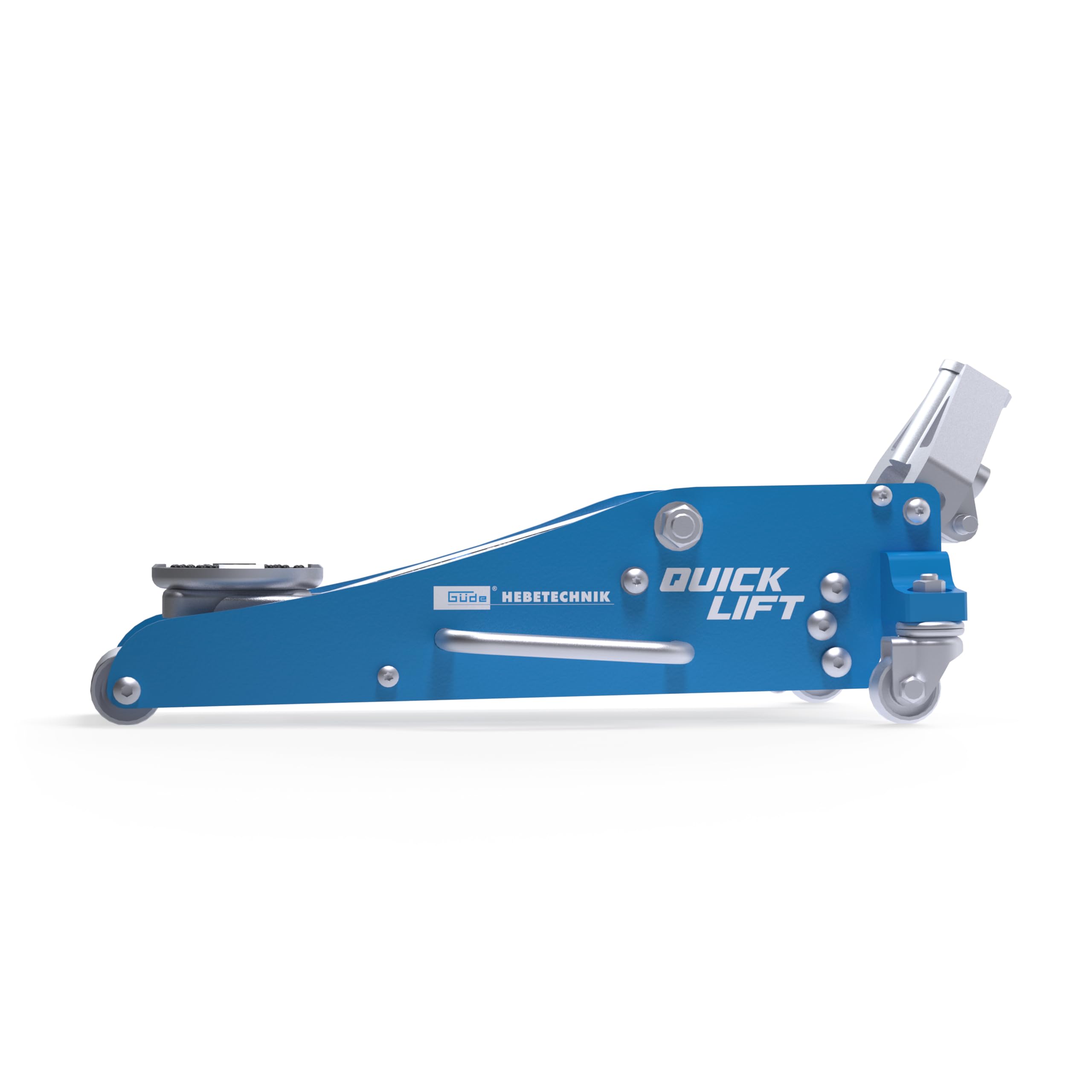 Güde GRH 1,5/360 ALQ Rangierwagenheber - 1,5 Tonnen Hubkraft, 9,7 Zentimeter Lastteller-Durchmesser, min. 9 bis max. 35,8 Zentimeter Hubhöhe, Quick-Lift-Funktion, Stahl- und Aluminium Konstruktion