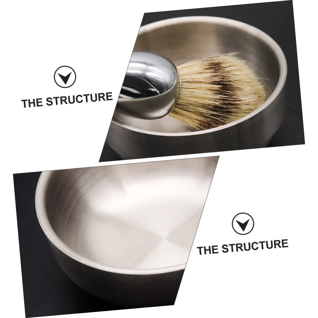 2pezzi Barba Uomo Ciotola Per Sapone in Acciaio Inossidabile e Pennello Da Barba Professionale Strumenti Da Per Uso Domestico