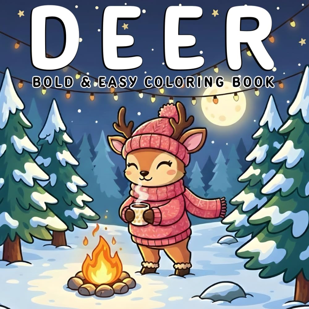 Deer Coloring Book: Cute Deer Coloring Pages for Relaxation – Simple, Fun Designs for Adults and Teens