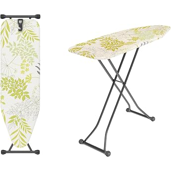 Hausleben Ironing Board - Folding Ironing Board with Green Leaf Design Height Adjustable & Stable Ironing Board for Steam Ironing Station Ironing Board