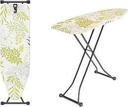 Hausleben Ironing Board - Folding Ironing Board with Green Leaf Design, Height Adjustable & Stable | Ironing Board for Steam Ironing Station, Ironing Board