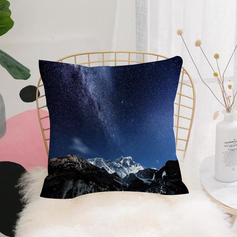 HYMSXW Cushion Cover,Throw Pillow Case Home Decorative for Living Room Bedroom Sofa Chair 20X20 Inch,himalaya mountain with star in night time,Pillowcase 50X50cm