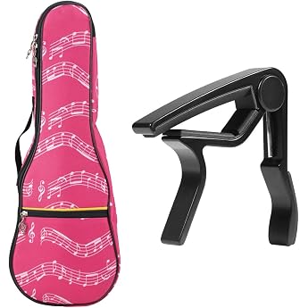 21 in Ukulele Bag Waterproof Oxford Music Bag Shoulder Backpack Adjustable Straps Pink