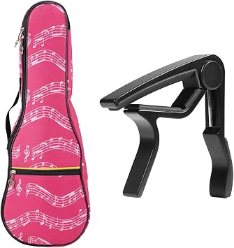 KingPoint Ukulele Bag - Musical Note Uke Gig Bag, 21 Inch, Single Shoulder Backpack with Adjustable Straps and Ukulele Capo