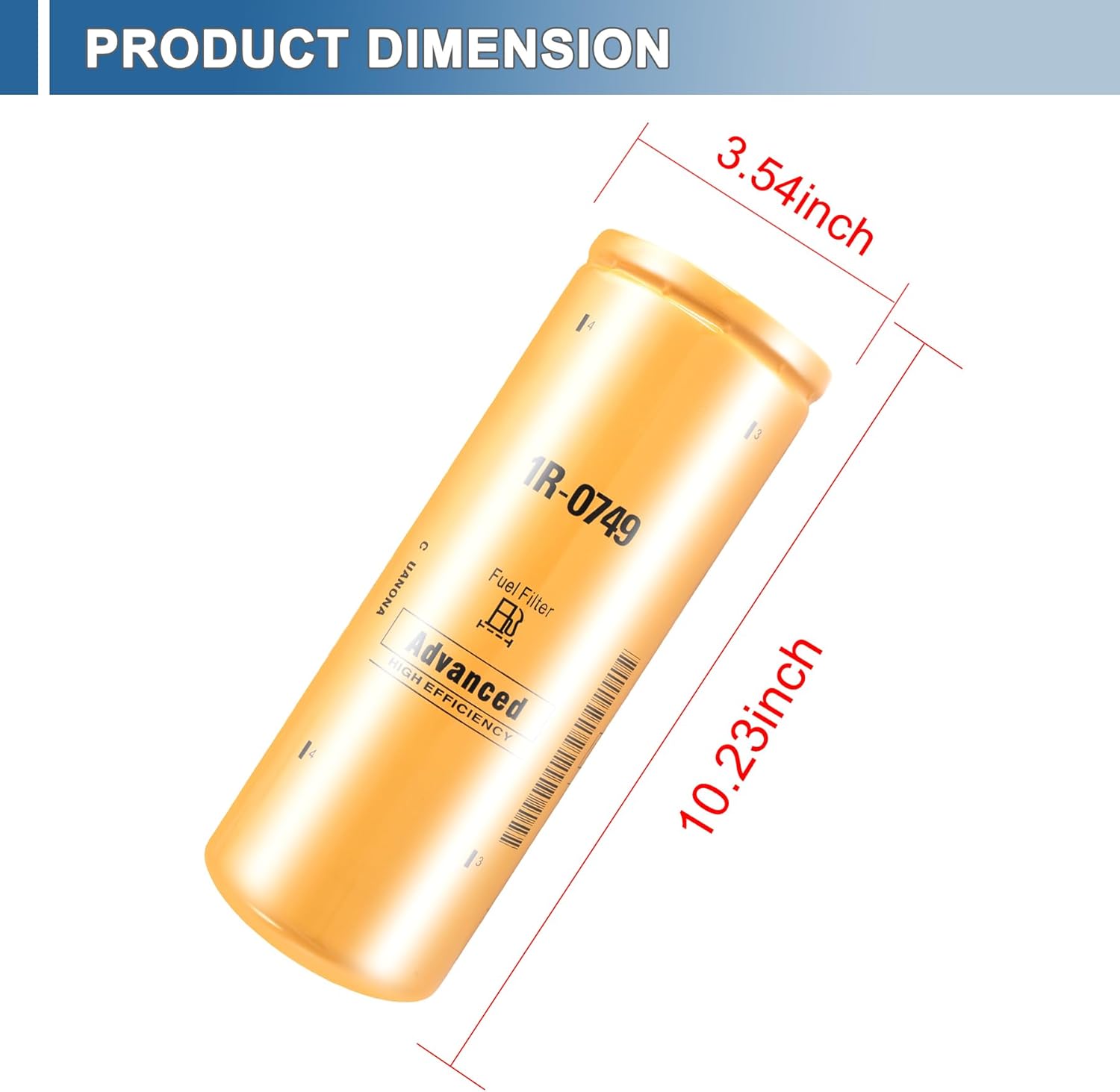 1R-0749 Fuel Filter Advanced High Efficiency 2 Micron Absolute Cellulose Media Filters, Thread Size 1-14-2B