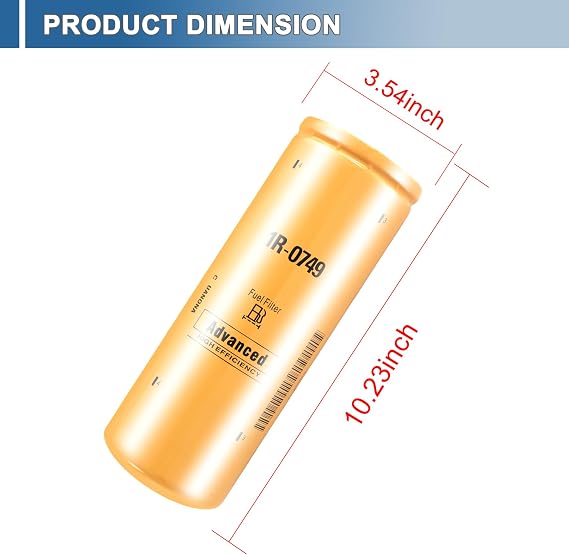 1R-0749 Fuel Filter Advanced High Efficiency 2 Micron Absolute Cellulose Media Filters, Thread Size 1-14-2B
