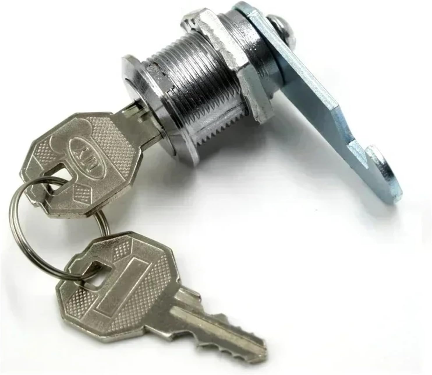 Cabinet Cam Lock 2 Keys 5 Tail Pieces for Mailbox Tool Box Gym Locker Drawer Furniture Door Hardware HJ05 G1 1Pcs(Key Different x 20mm)