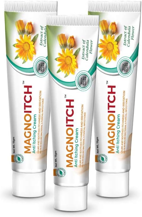 Green Cure Magnoitch Herbal Anti Itching Cream with Microsilver and Calendula | Paraben & EDTA Free | Made Safe Australia Certified - 50 gm (Pack of 3)