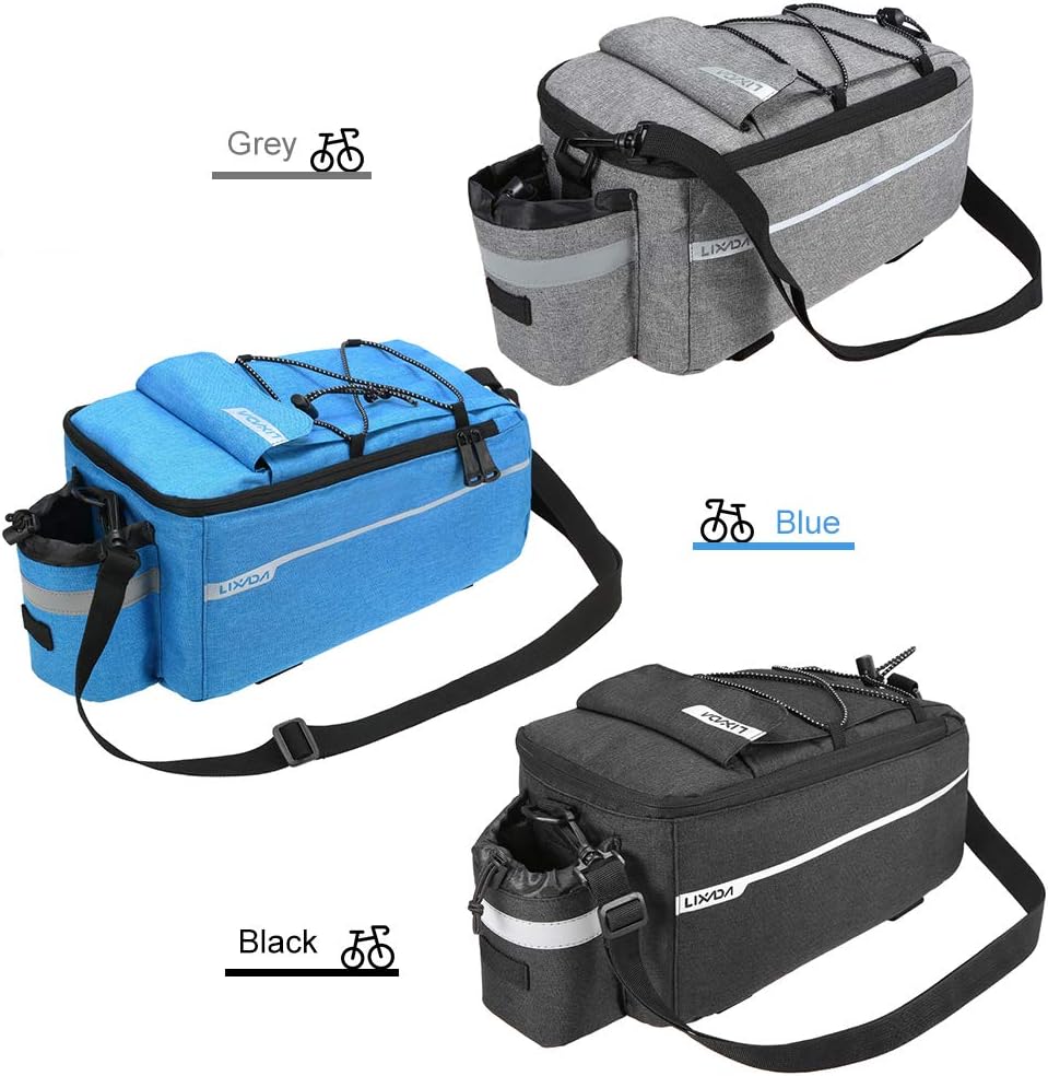 Lixada Bicycle Pannier Bag with Rain Cover, Bicycle Seat Multifunctional Insulated Trunk Cooler Bag, Shoulder Bag, 29 * 16 * 17cm (Black) : Sports & Outdoors
