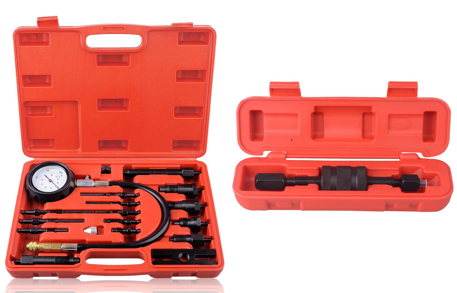 DAYUAN 17 pc Diesel Engine Compression Tester Kit Bundle with DAYUAN Diesel Injector Puller Tool with Slide Hammer