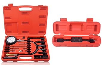 DAYUAN 17Pcs Diesel Engine Compression Tester Kit Bundle with Diesel Injector Puller Tool with Slide Hammer