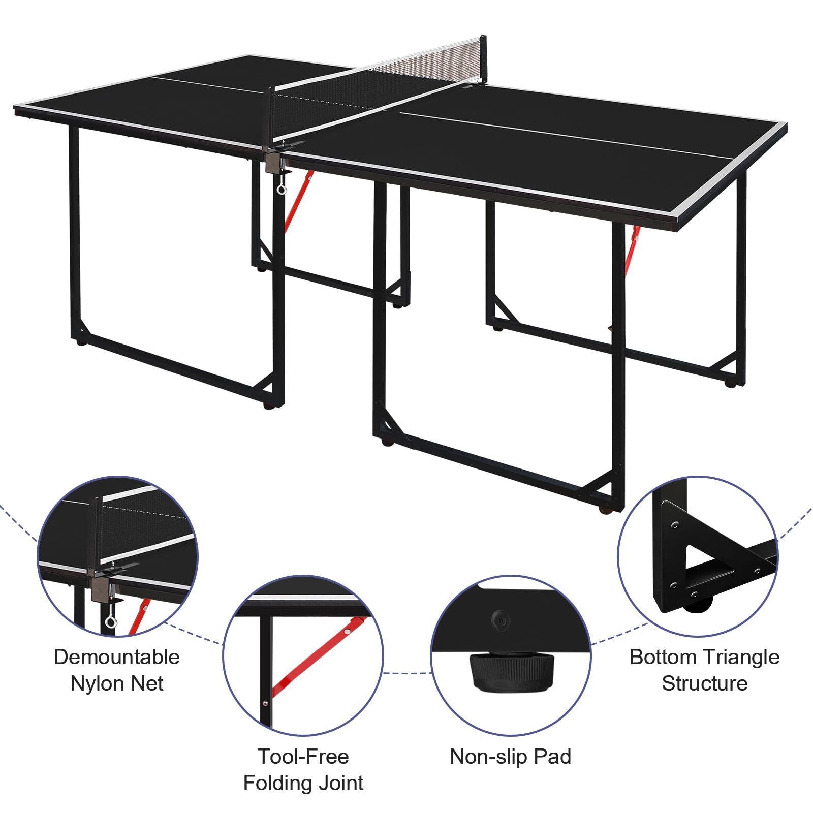 Pingpong Tisch 182cm Faltbar Mit Netz Schläger Bälle Schwarz