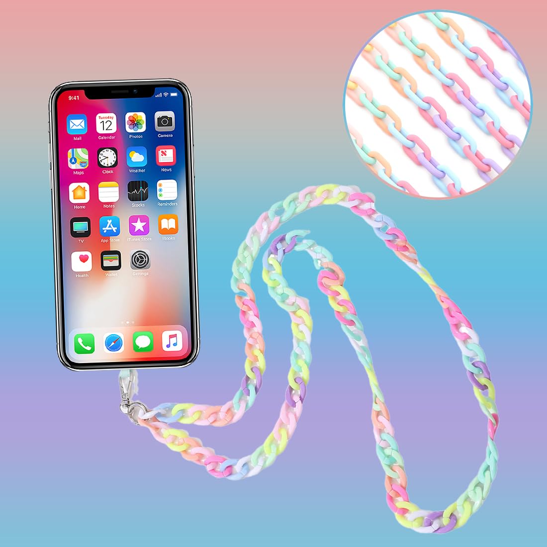 Catena Per Telefono In Acrilico - Cinturino Universale Per Smartphone, 120cm, Colorato E Elegante