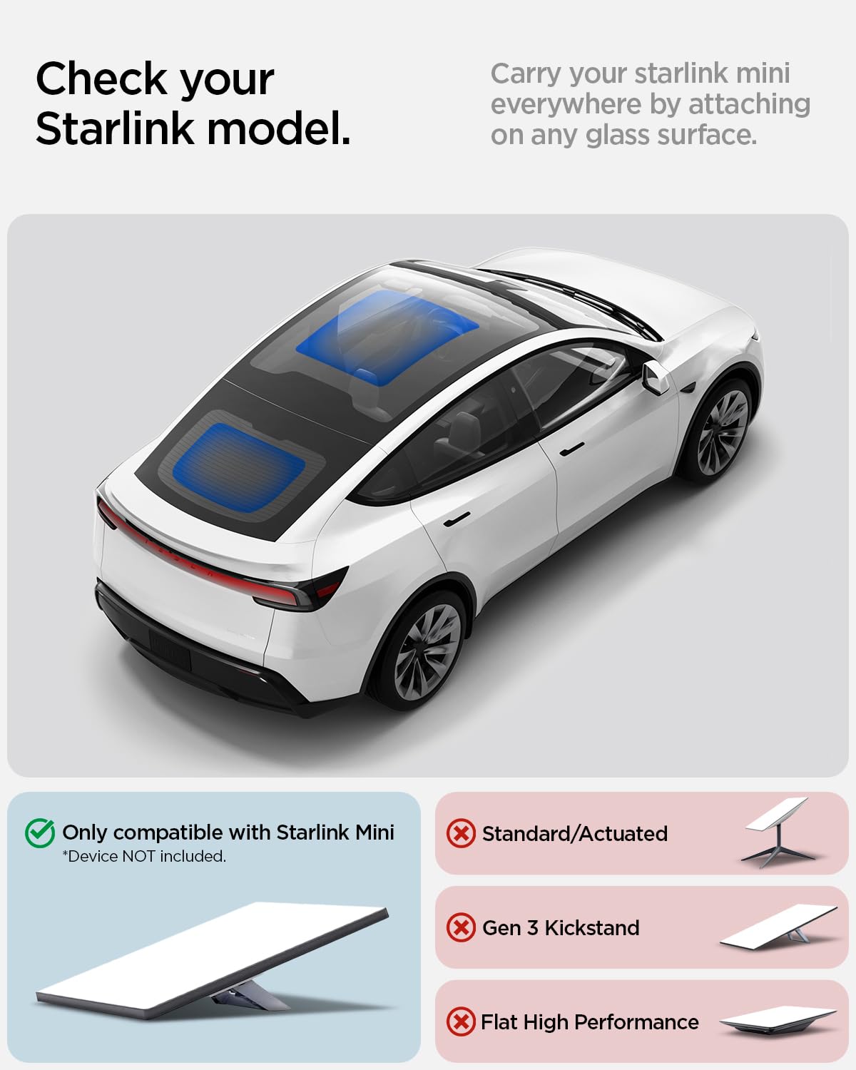Spigen Supporto Mini Starlink – Design Antivibrazione a Sgancio Rapido con Ventose ad Alta Tenuta (Resistenza 23 kg+), Kit di Montaggio per Auto, Camper, Barche, Finestre, Vetro e Tetto Apribile