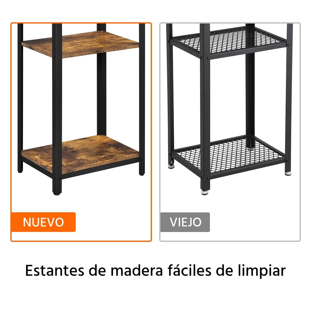 Yaheetech 1pcs Mesa Auxiliar de 3 Niveles Mesita Auxiliar Alta 40x30x74,5 cm Mesitas de Noche de Estilo Industrial para Dormitorio Salon Cocina Sofa