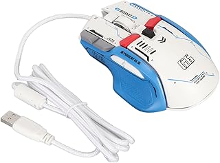 Plyisty Wired Gaming Mouse, 10 Keys Macro Programmable Mice with 13 RGB Lighting Modes, Support 6 Speed Adjustable DPI, for Office and Game (White)