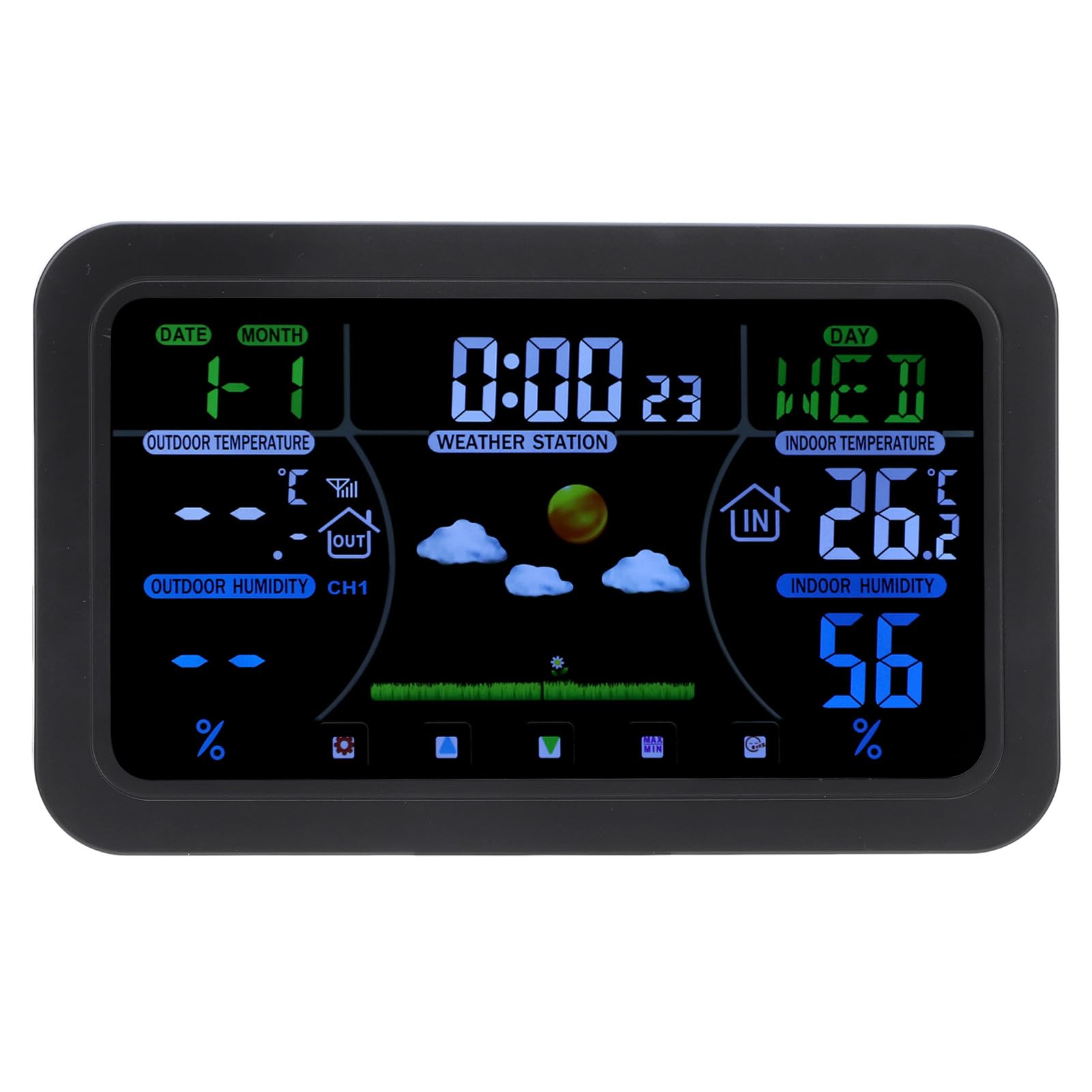 Gavigain Weather Clock HD 3 Brightness Backlit Screen Atomic Accuracy Indoor Outdoor Temperature Full Color Weather Forecast Display for Home Office