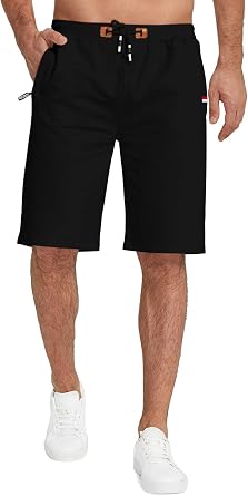 KUYIGO Mens Shorts Casual Drawstring Zipper Pockets Elastic Waist Big and Tall Beach Short