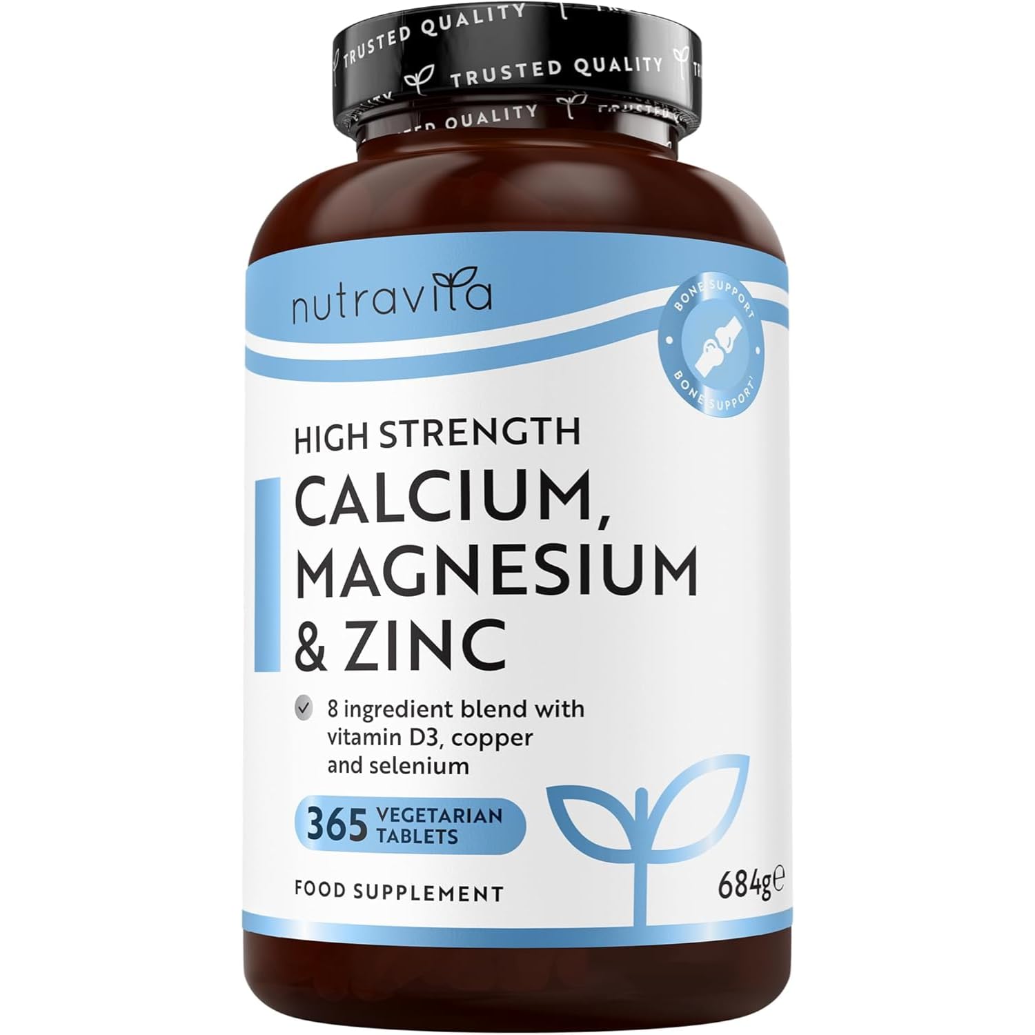 Nutravita Calcium Magnesium Zinc & Vitamin D3 365 Vegetarian Tablets High Strength Calcium Supplement 6 Month Vegetarian Supply Of Osteo Supplement Made In The Uk