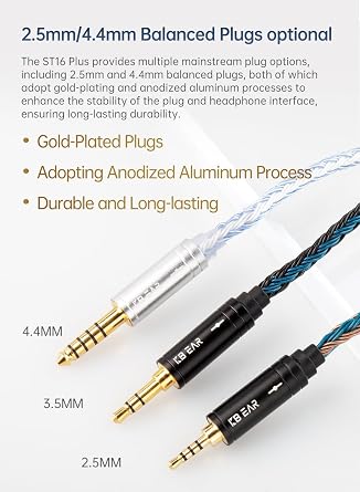 keephifi 6ft IEM Cable 2 Pin 3.5mm, KBEAR ST16-Plus 2m Upgrade 16-Strand Headphone Extension Cable, Silver-Plated Earbuds Wire for Truthear Hexa/Zero, Simgot EW100P, Moondrop blessing2