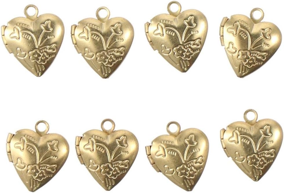 20Pcs Heart Photo Frame Charms Mini Golden Brass Locket Heart Pendants Photo Style Dangle Decoration for DIY Jewelry Making Necklace Bracelet Pendant Accessories - Image 2