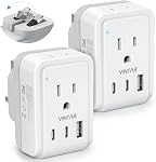 2 Adaptateur de prise de voyage européen Pack, VINTAR Prise d'alimentation internationale pliable avec 2 AC Sorties 3 USB Ports(2 USB C), Chargeur d'essentiels de voyage de type C pour le Canada vers la majeure partie de l'Europe Italie Espagne France