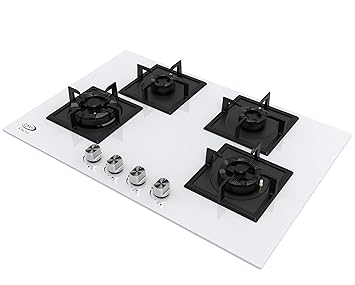 Oxygen by Jyoti - Oxy 728 CBG White | Brass Burners Suitable for Indian Cooking | Automatic Multi-spark Ignition | 2-in-1 Built-in or Tabletop | White Toughened Glass