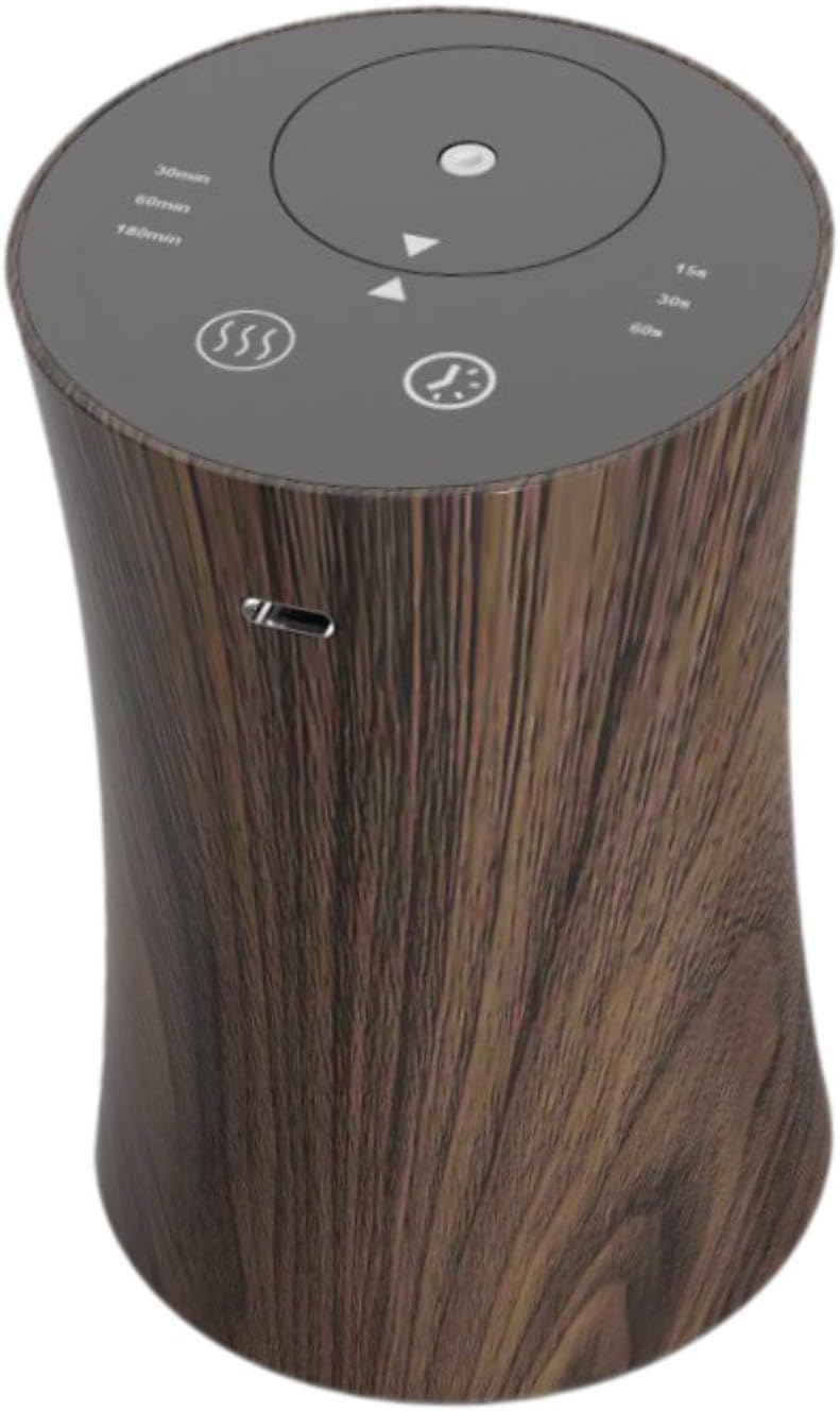 Compact Essential Oil Diffuser for Car, Mini Scent Device for Home and Office, Dark Wood Grain