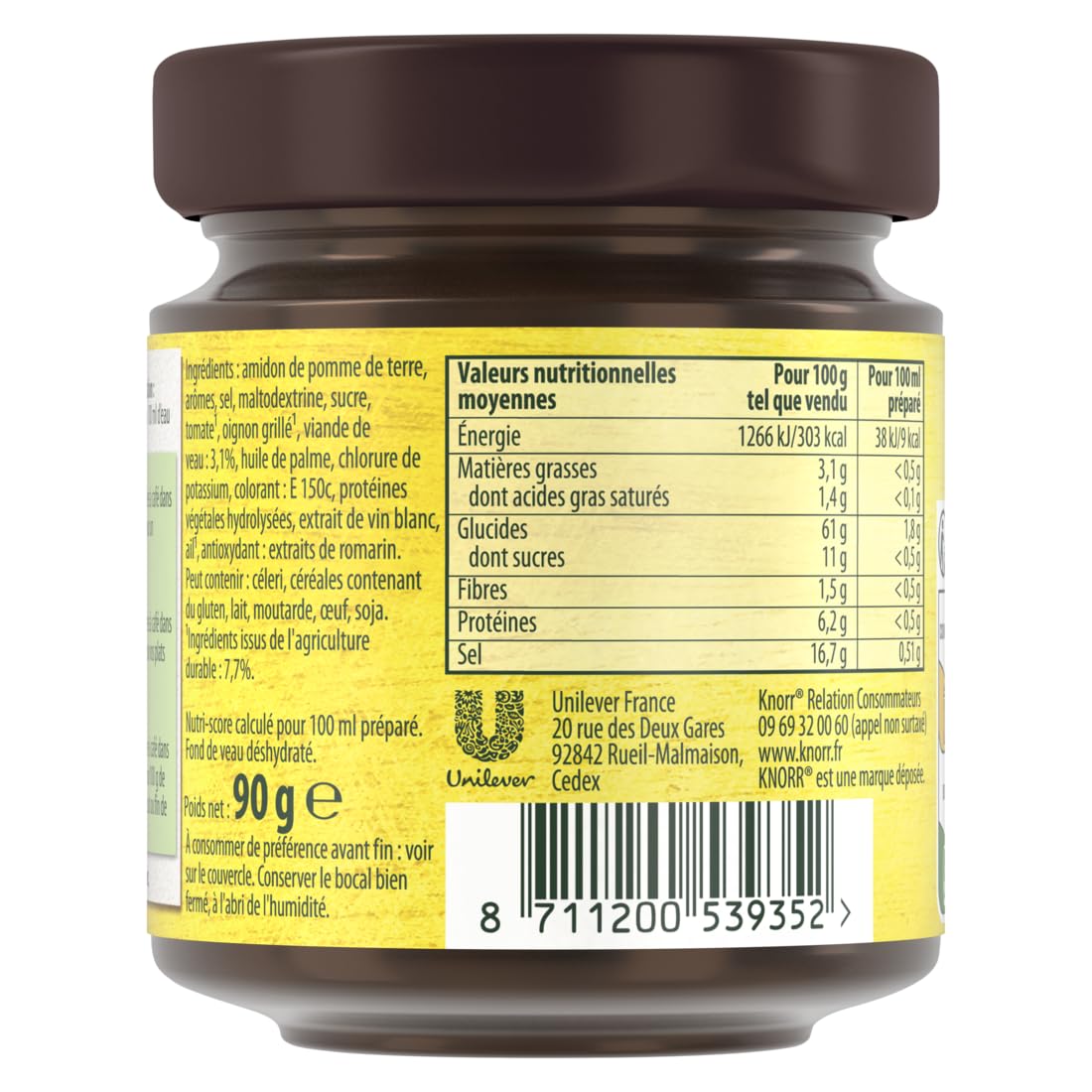 Knorr - Fond de Veau - Aide Culinaire - Optimal pour vos plats - 90g