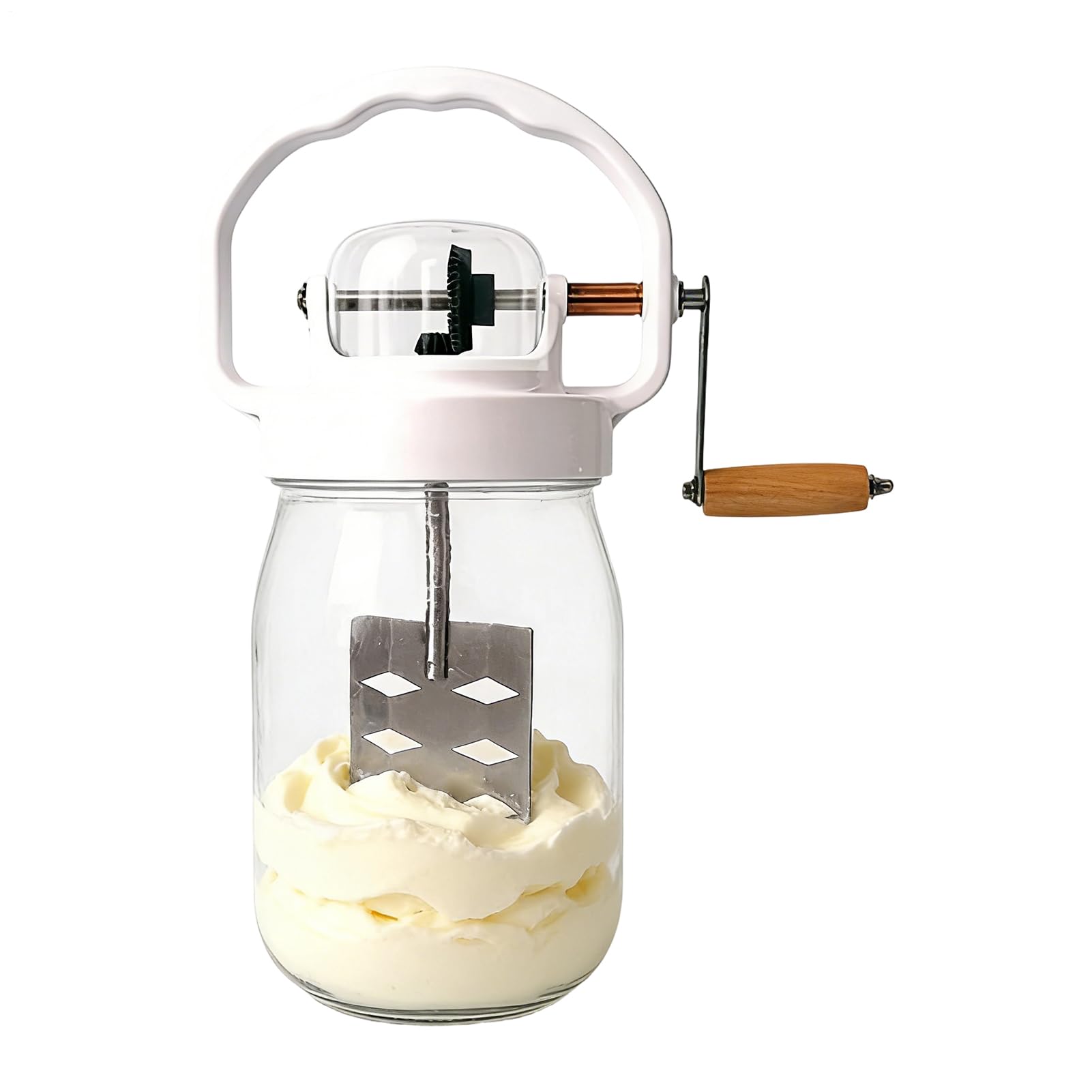 Batidor Manual de Mano 1500ml Mezclador Manual de Huevos | con batidor de huevos con botella de vidrio para Repostería, , Panqueques, Jam, Salsas, Mezclas, Alimento Infantil, Huevos