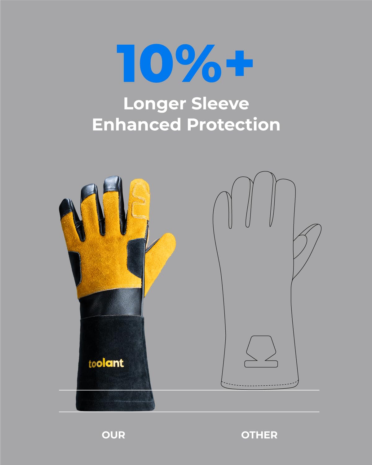 guantes de soldadura de cuero de vaca para hombre guantes de soldadura Mig/Stick para barbacoa y jardinería (L)