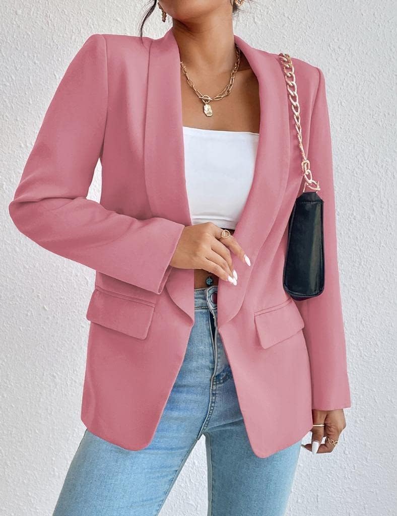 Women's Sweater Blazers Bussiness Casual Jacket Long Sleeve Cardigan Button Front Lapel Suit with Pockets - Image 3