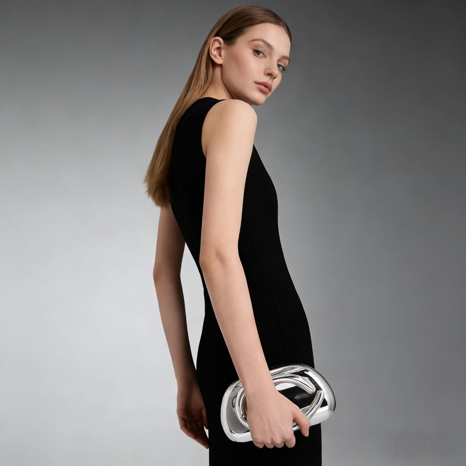 Women Evening Clutch Purse Metal Handle Acrylic Purse Unique Shoulder Bag Causal Handbags for Bride Party Wedding