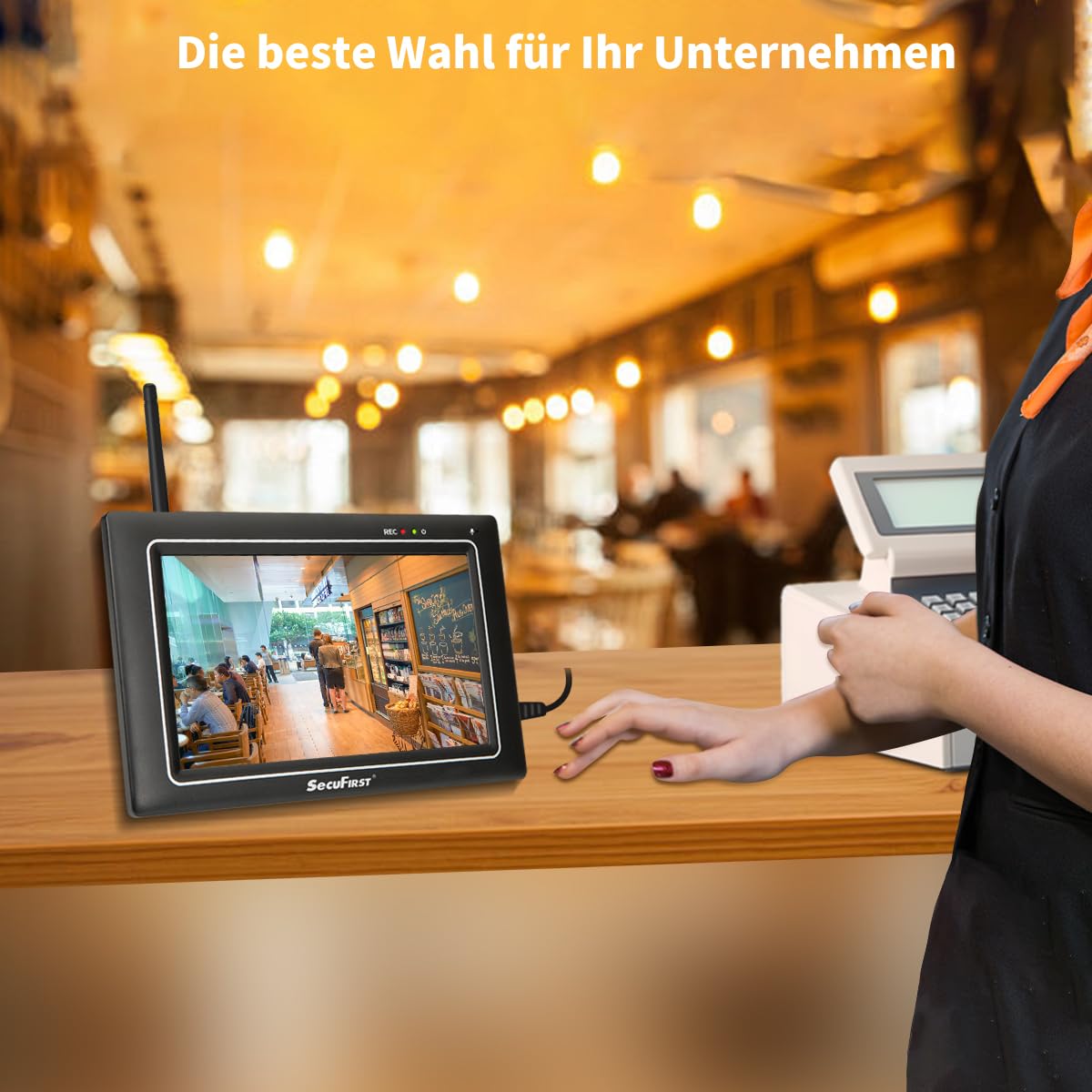 SecuFirst Überwachungskamera Aussen Kit mit Monitor,7" Touchscreen | Arbeiten ohne WLAN,Babyphone,2K Kamera Überwachung Outdoor, Innen Bildschirm, 2TB Erweiterbarer Speicher,32GB Lokal Speicher